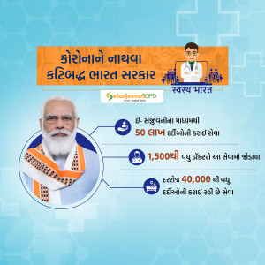 Promotional image for eSanjeevani OPD, a telemedicine service by the Indian government, featuring Prime Minister Narendra Modi.