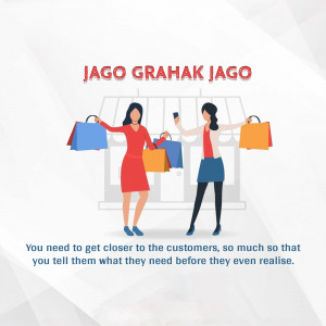 Illustration of two women shopping with bags, promoting consumer awareness.