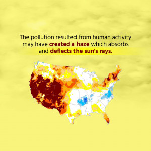 Map of the United States showing pollution levels with text overlay.