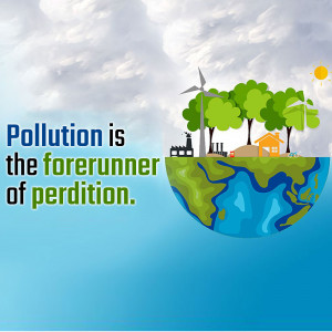 Illustration of a polluted Earth with a message about the dangers of pollution.