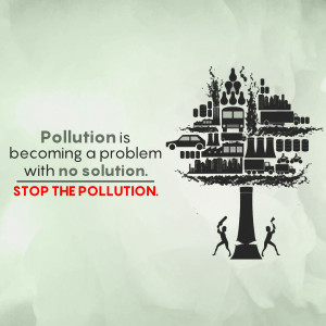 Illustration depicting pollution as a tree with vehicles and factories forming its shape.