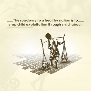 Silhouette of a child carrying heavy loads, symbolizing child labor and the need to end exploitation.