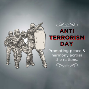 Illustration of security forces with the text 'Anti Terrorism Day'