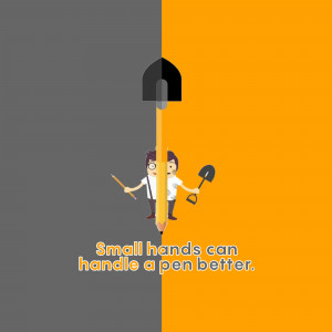 Illustration of a person using a pencil as a tool, symbolizing potential and capability.