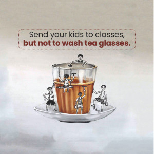Illustration of children inside a tea glass, symbolizing child labor.