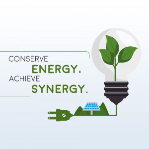 Illustration of a lightbulb with a plant growing inside, representing energy conservation and sustainability.