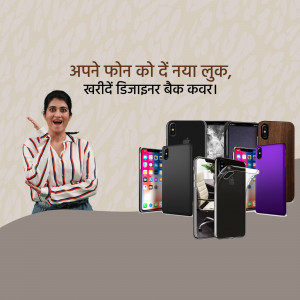 Woman pointing at a selection of stylish phone cases for various phone models.