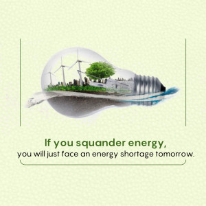 Lightbulb containing a landscape with wind turbines, trees, and water, symbolizing sustainable energy.