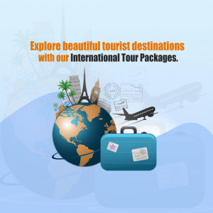 Globe with landmarks and travel icons representing international tour packages.