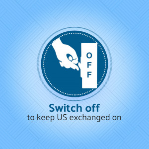 Image of a hand switching a toggle to the 'OFF' position with text promoting keeping US exchange active.