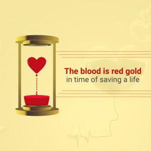 Hourglass with a red heart inside, symbolizing the importance of blood donation and saving lives.