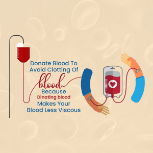 Illustration of blood donation with text promoting blood donation to prevent blood clots.