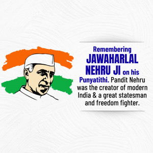 Portrait of Jawaharlal Nehru with Indian flag colors