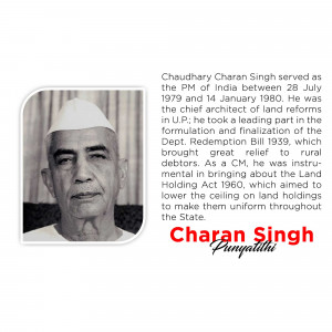 Black and white portrait of Chaudhary Charan Singh, former Prime Minister of India