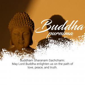 Image of Buddha's face with the text 'Buddha Purnima'