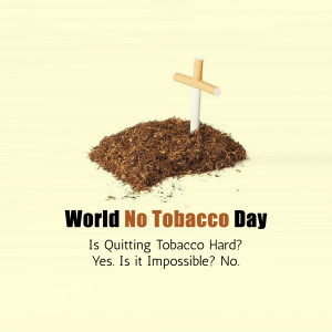 Cigarette stuck in soil with text 'World No Tobacco Day'