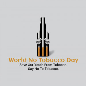 Image depicting hands trapped inside a cigarette bottle with the text 'World No Tobacco Day'