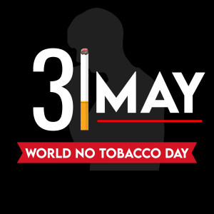 World No Tobacco Day awareness poster with a cigarette silhouette and the date 31 May.
