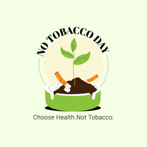 Illustration of a plant growing out of cigarette butts in a pot, promoting No Tobacco Day.