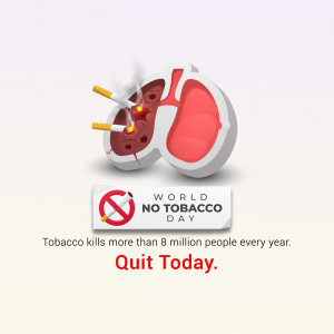 Illustration of lungs damaged by smoking with a 'No Tobacco' message.