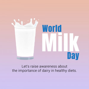 A glass of milk with the text 'World Milk Day' and a call to raise awareness about dairy diets.