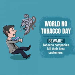 Cartoon illustration depicting the dangers of tobacco use on World No Tobacco Day.