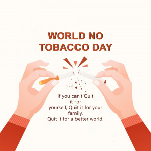 Hands breaking a cigarette with the text 'World No Tobacco Day'