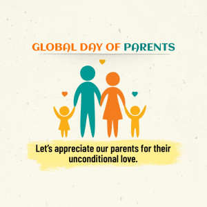 Illustration of a family with hearts, celebrating Global Day of Parents.