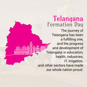 Map of Telangana with text celebrating Formation Day