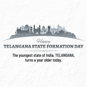 Telangana State Formation Day greeting with skyline silhouette