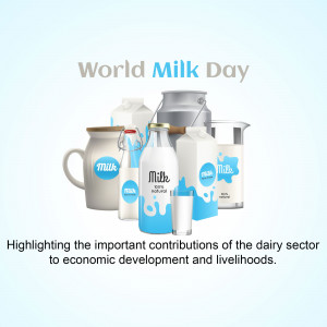 Image depicting various milk containers and a World Milk Day message.