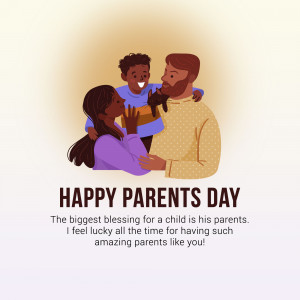 Illustration of a happy family celebrating Parents Day