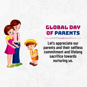 Illustration of a family with text celebrating Global Day of Parents