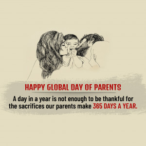 Illustration of a family with a message celebrating Global Day of Parents
