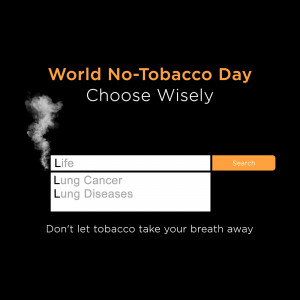 World No-Tobacco Day graphic with smoke and health warnings