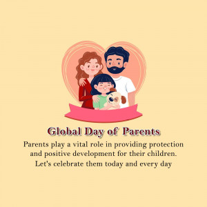 Illustration of a family with a dog celebrating Global Day of Parents
