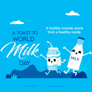 Illustration of milk cartons and a bottle celebrating World Milk Day