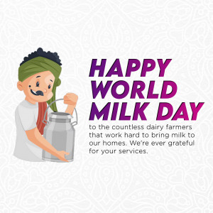 Illustration of a dairy farmer with a milk can, celebrating World Milk Day.