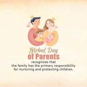 Illustration of a family with the text 'Global Day of Parents'