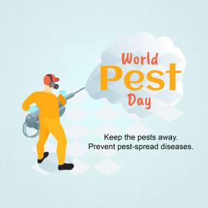 Illustration of a pest control worker spraying for World Pest Day