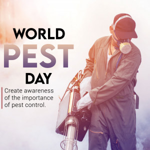 Pest control worker with sprayer for World Pest Day