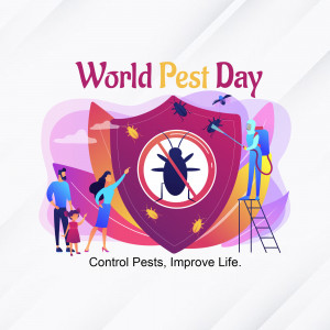 Illustration for World Pest Day depicting pest control and family protection.