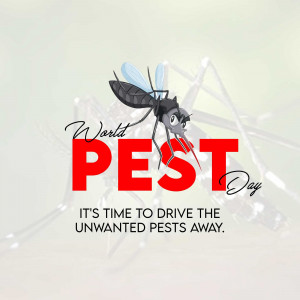 Image depicting a mosquito with the text 'World Pest Day - It's time to drive the unwanted pests away.'