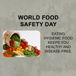 Image promoting World Food Safety Day with fresh produce.