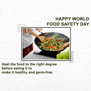 Image celebrating World Food Safety Day with a chef cooking vegetables.