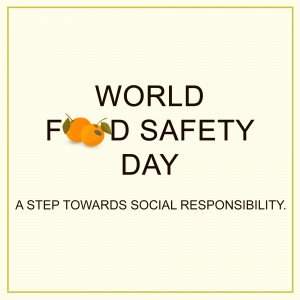 World Food Safety Day graphic with oranges and text