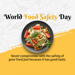 Image promoting World Food Safety Day with a plate of food.