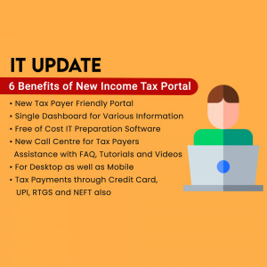 Infographic highlighting 6 benefits of the new Income Tax Portal