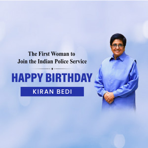 Image of Kiran Bedi with a birthday greeting