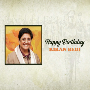 Portrait of Kiran Bedi with 'Happy Birthday' text